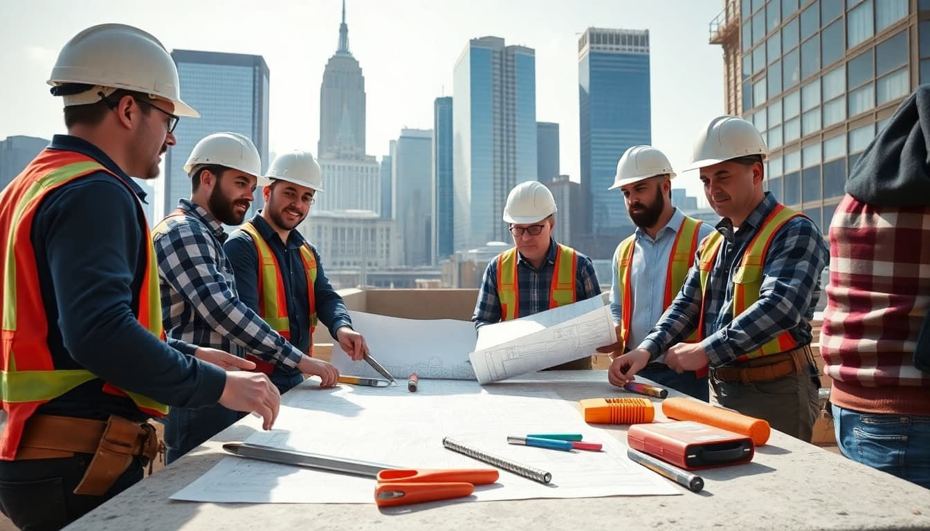 Manhattan Commercial General Contractor working collaboratively on an urban construction project.