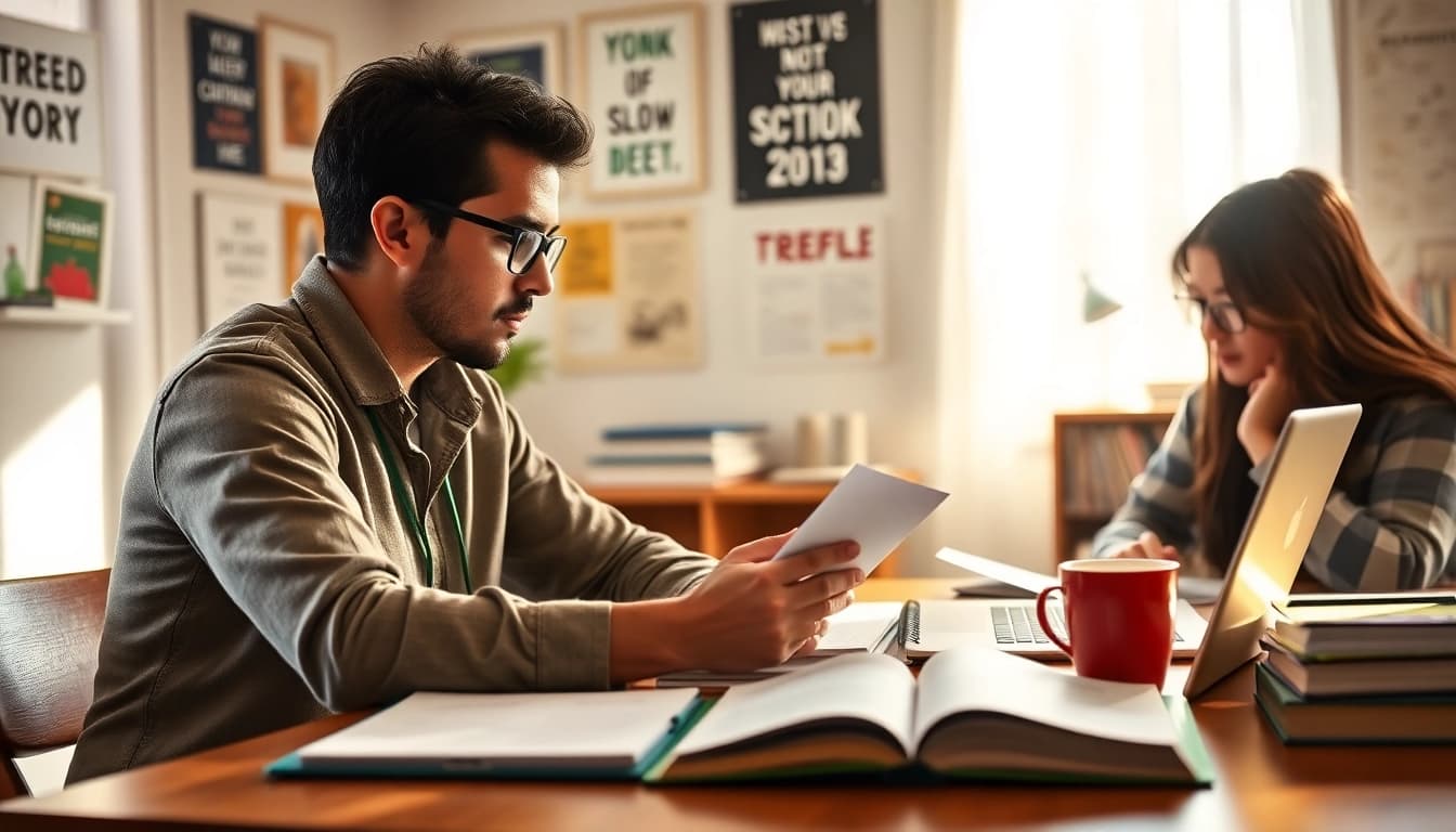 Offering toefl expert help to a student in a cozy study environment, focused and engaged.