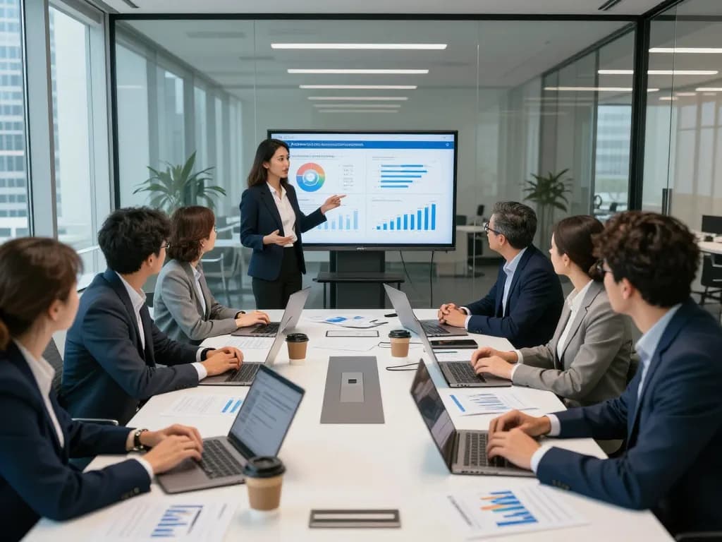 Team discussing private investor funding strategies in a modern conference room.