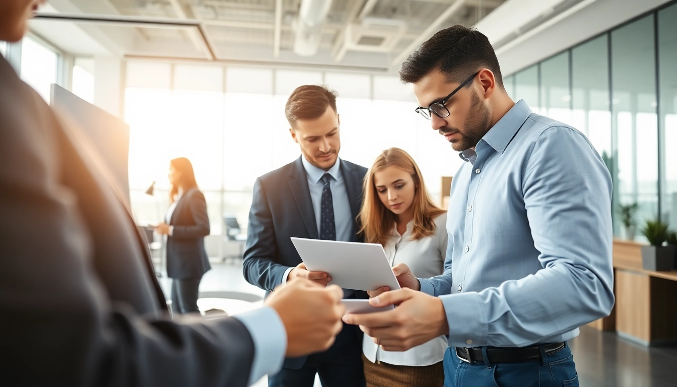 Illustration of contract management process with a business team collaborating efficiently.