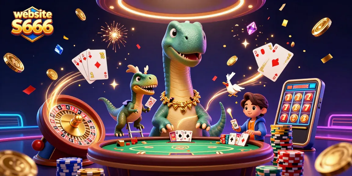 Experience excitement with the website S666 as cartoon characters bring vibrant casino action to life.