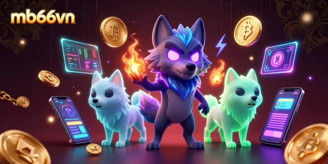 Engage in thrilling gameplay at mb66vn with vibrant digital wolves and crypto elements.