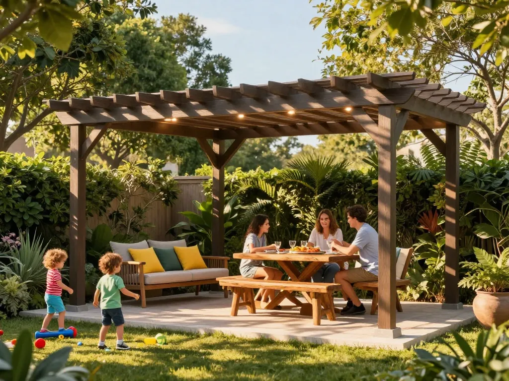 3D pergola configurator visualizes customizable outdoor living spaces for families