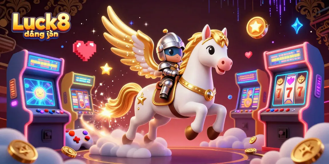 Experience Luck8 đăng nhập with a vibrant scene of 3D characters in a casino setting filled with games and excitement.