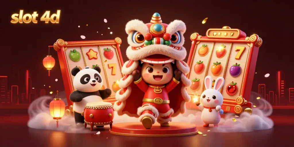Engage with exciting slot 4d games featuring vibrant characters, lucky symbols, and festive decorations.