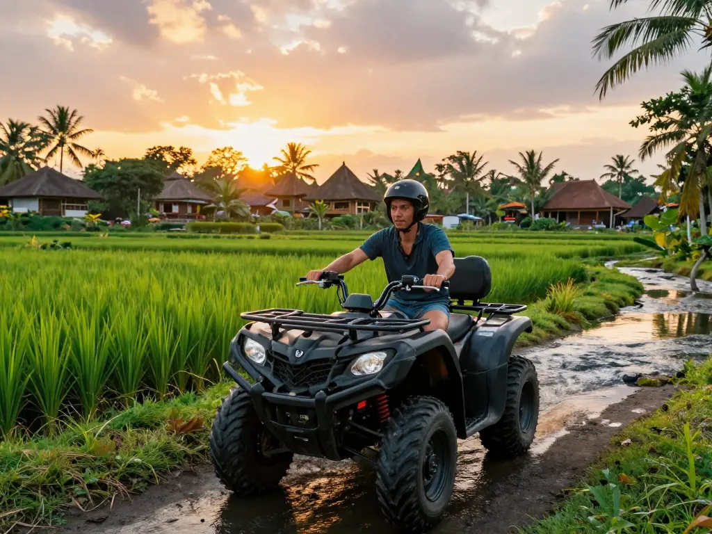 Thrilling Bali ATV tour showcasing stunning scenery while searching for Bali tour packages.