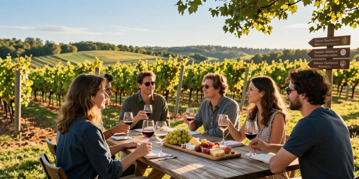 Enjoying wine tasting in Hicksville's beautiful vineyard with friends.