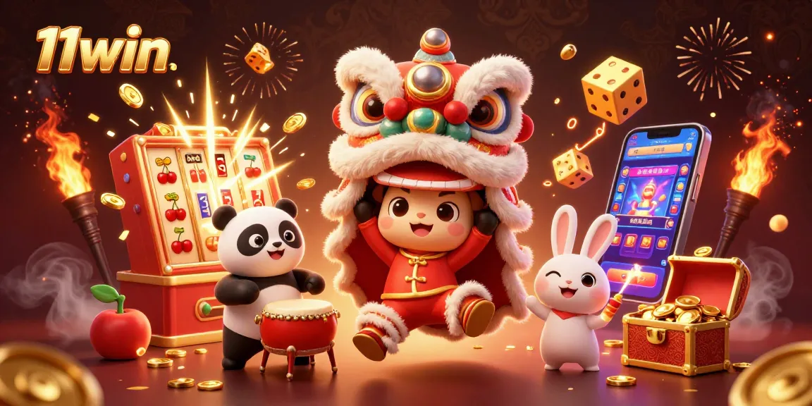 Engage with the exciting world of 11win, featuring vibrant casino-themed characters and thrilling game elements.