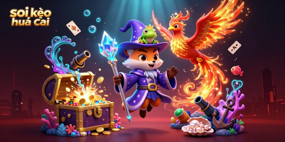 Engage in thrilling soi kèo nhà cái betting strategies with dynamic wizard and phoenix illustration.