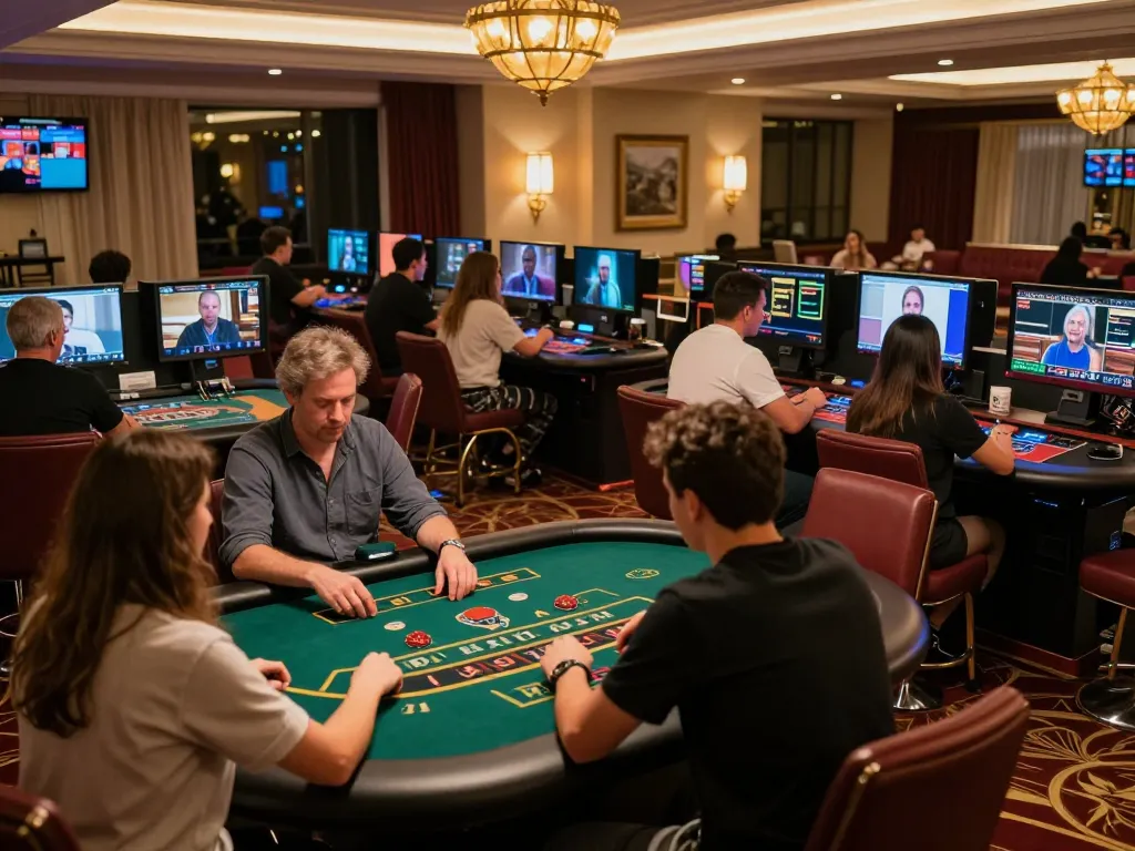 Experience the thrill of nhà cái F168 with lively online poker and blackjack tables in a luxurious digital casino setting.