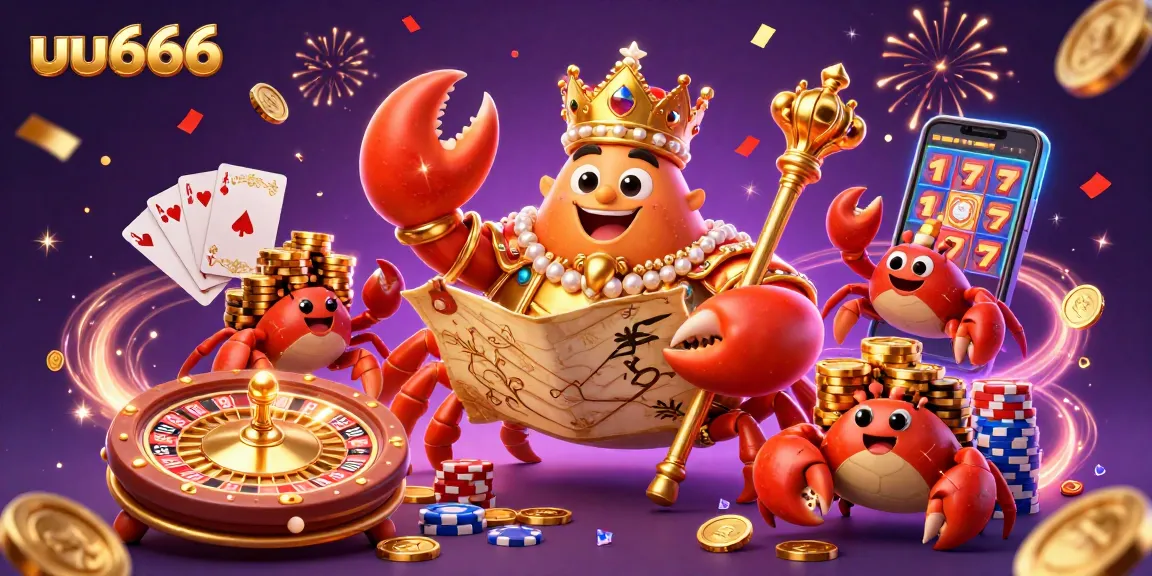 Experience thrilling gameplay excitement with the massive golden crab emperor at uu666, surrounded by treasures.