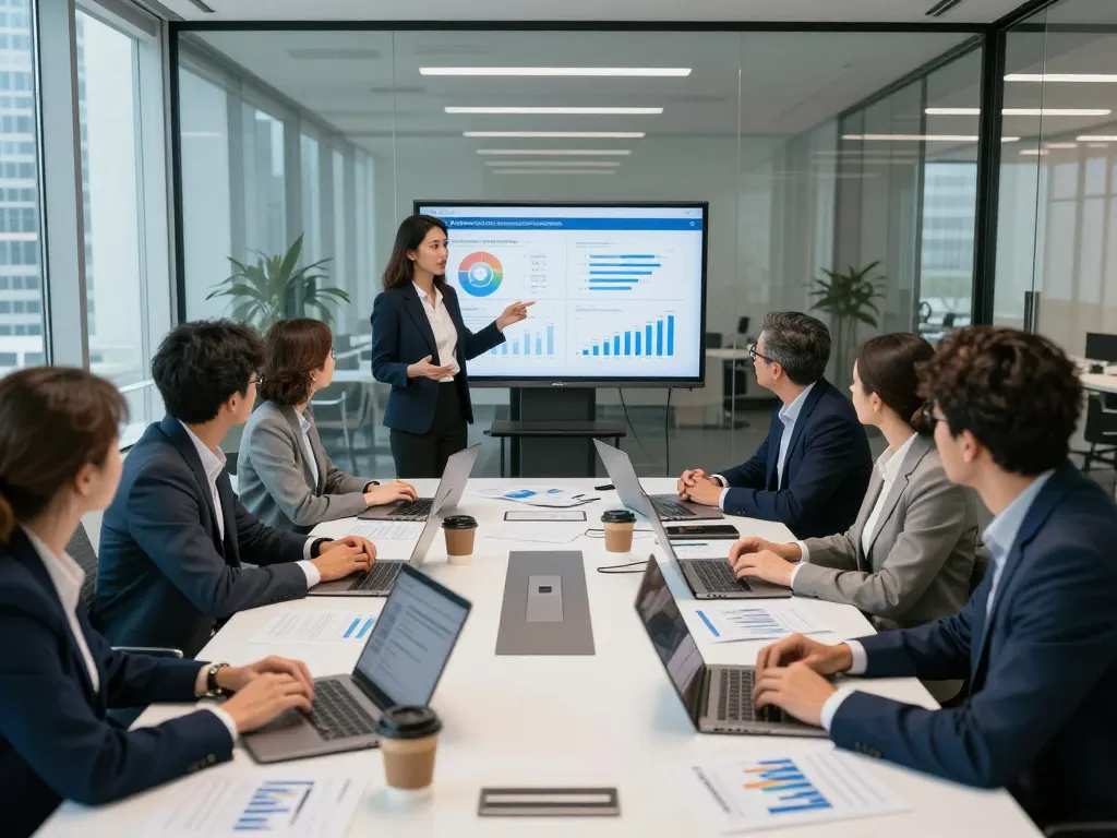 Team discussing private investor funding strategies in a modern conference room.