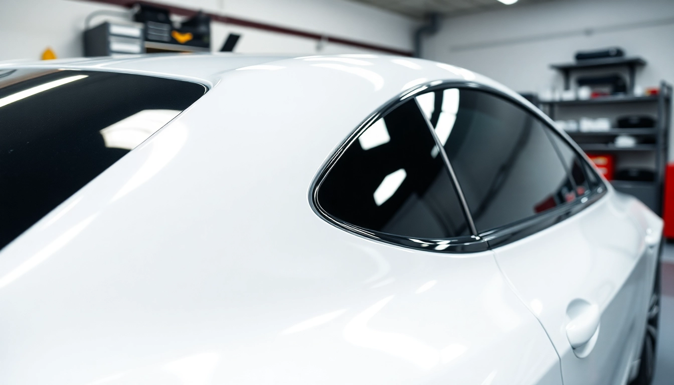 Applying paint protection film near me on a car in a professional workshop.
