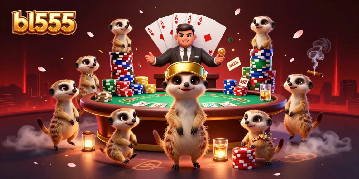 Experience the vibrant bl555 casino scene with meerkats managing a dynamic gaming operation and thrilling action.