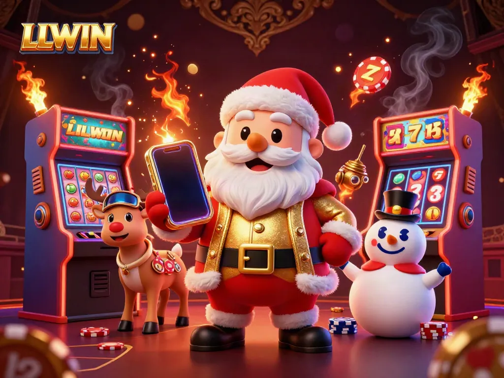 Experience the exciting world of LLWIN with Santa Claus and his friends amidst dynamic casino games and jackpots.