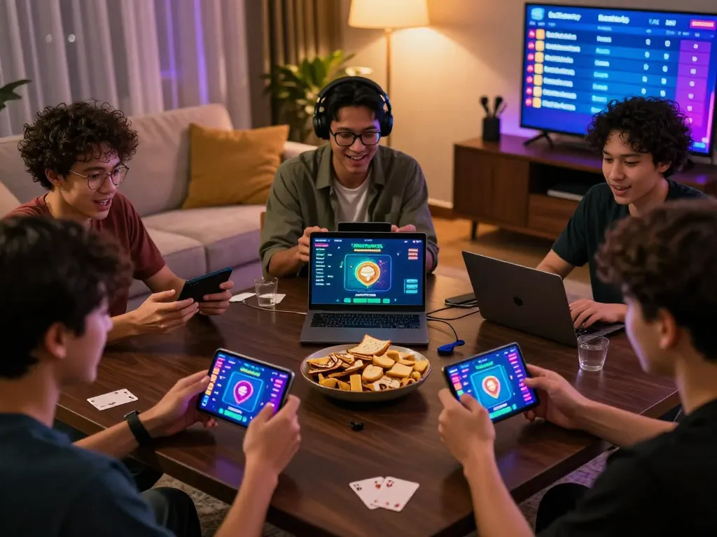 Engaging players using the Teen Patti Master APK on mobile devices in a cozy gaming environment, showcasing excitement and strategy.