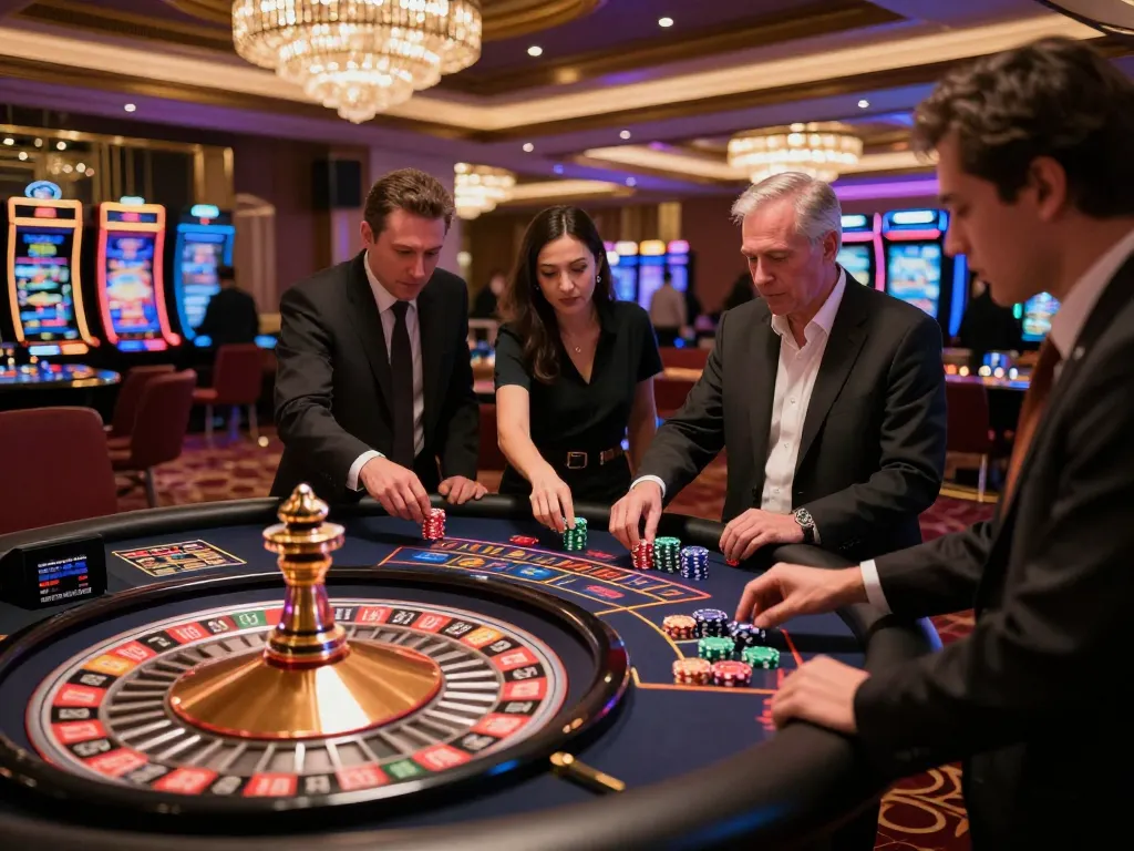 Players placing bets at a roulette table showcasing the excitement of 88xeng gaming