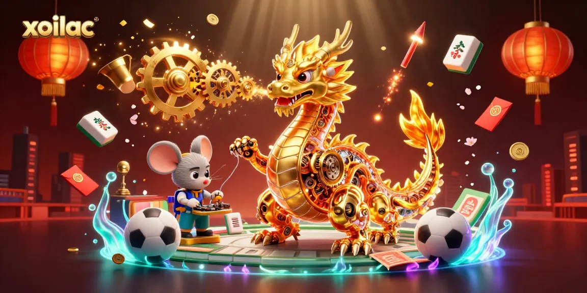Xoilac transforms sports viewing with a thrilling 3D dragon illustration highlighting dynamic gambling excitement.